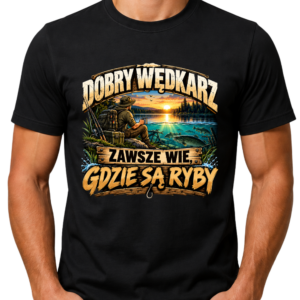 Koszulka męska „Dobry wędkarz zawsze wie, gdzie są ryby”
