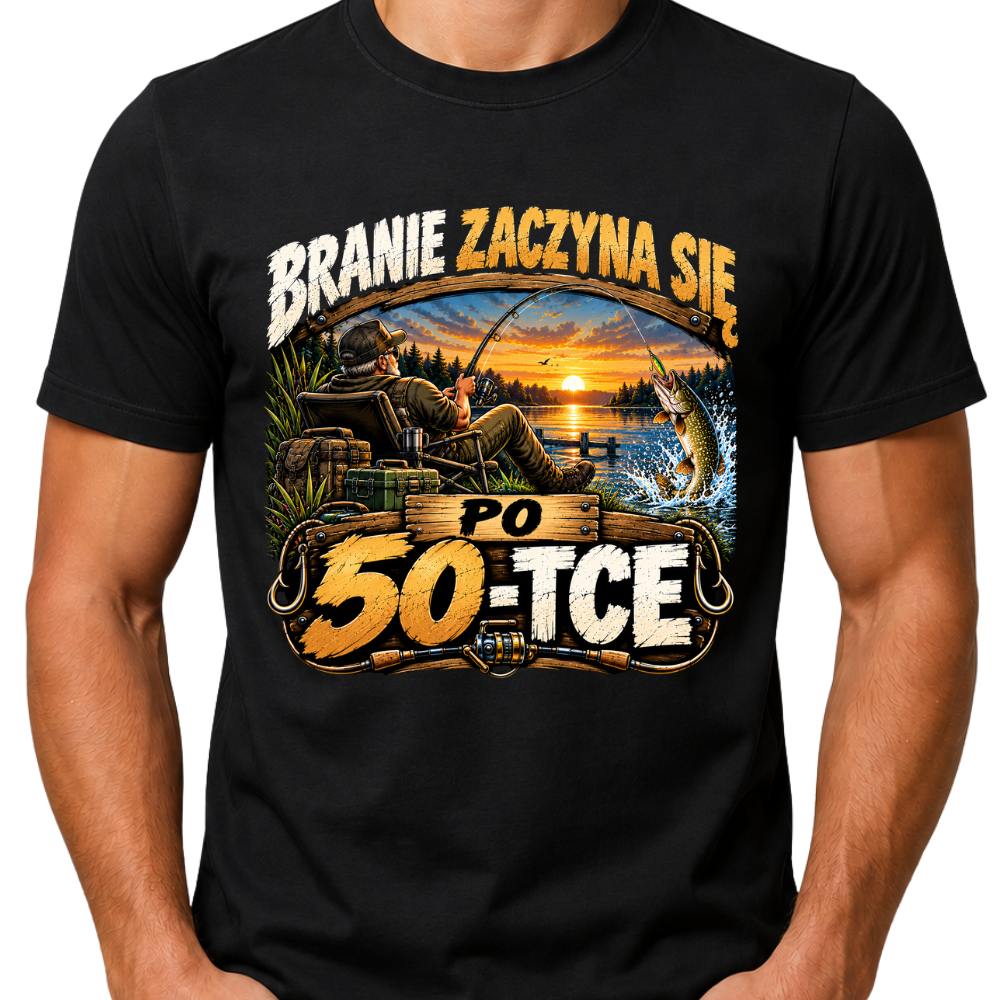 Koszulka męska „Branie zaczyna się po 50-tce”
