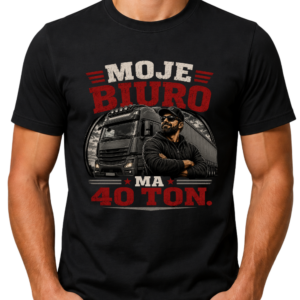 Koszulka męska „Moje biuro ma 40 ton”