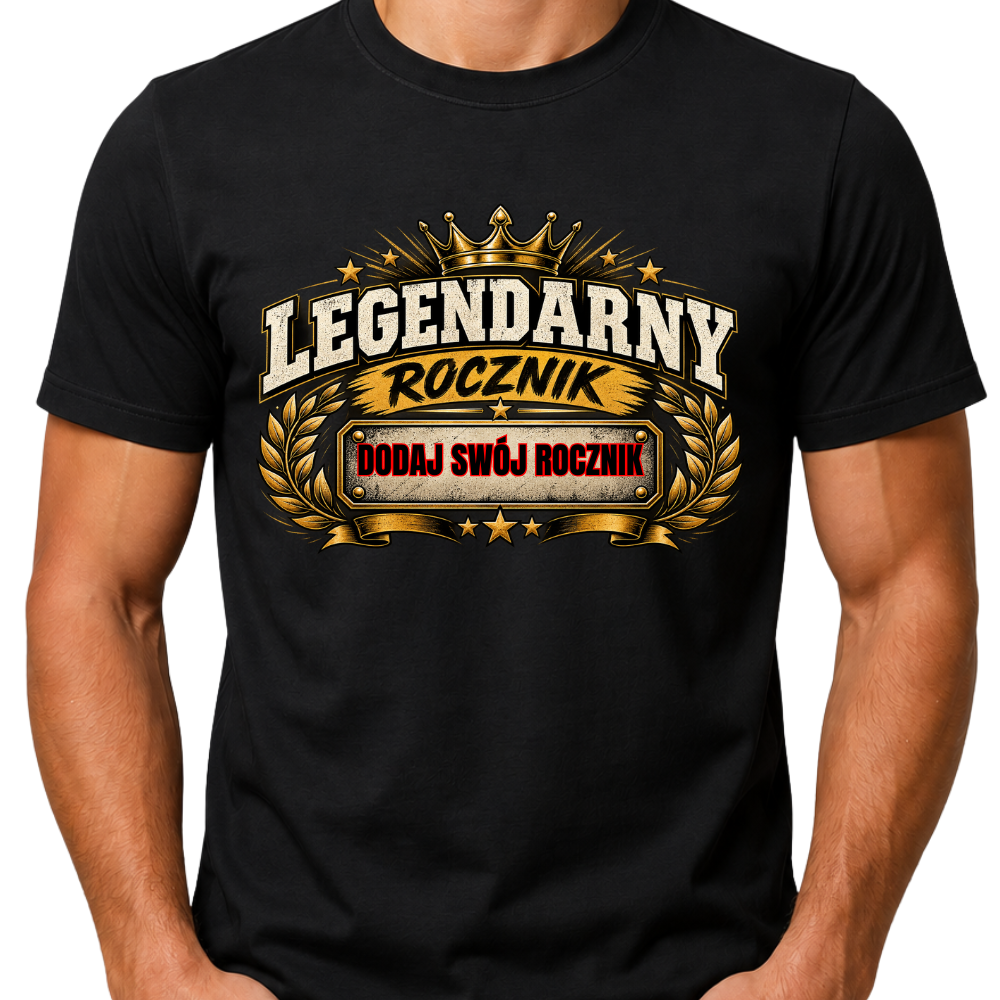 Koszulka męska „Legendarny rocznik” – personalizowana koszulka na urodziny